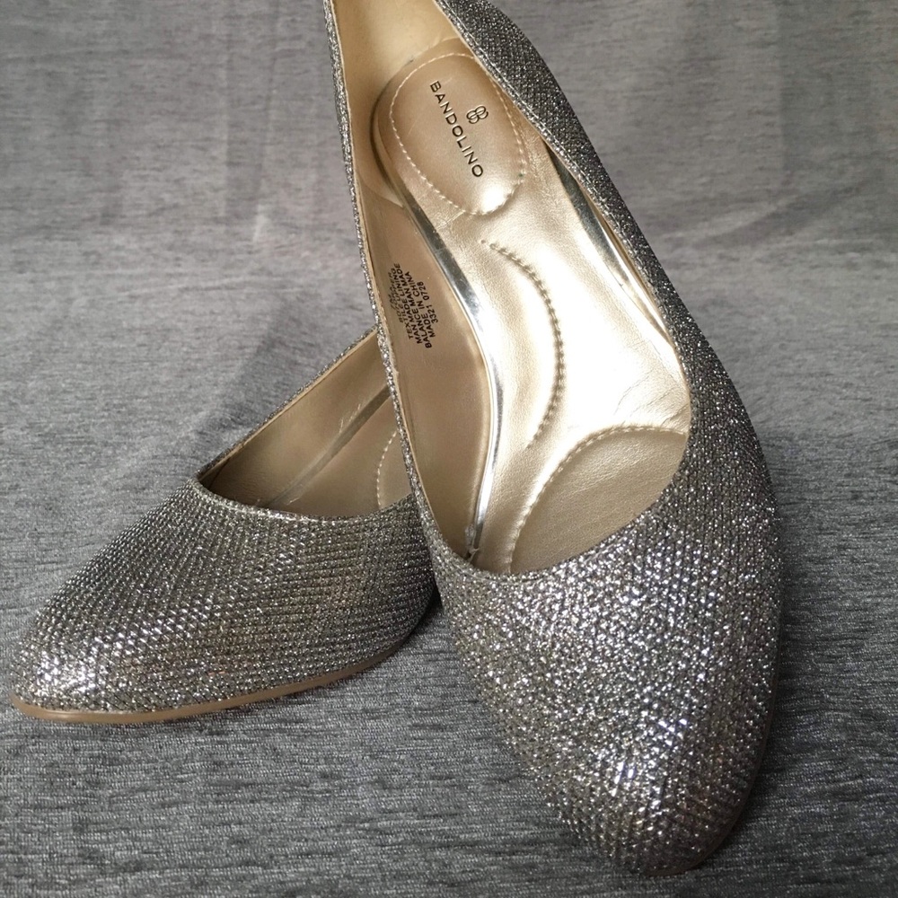 Bandolino Gold Metallic Block Heel Pump